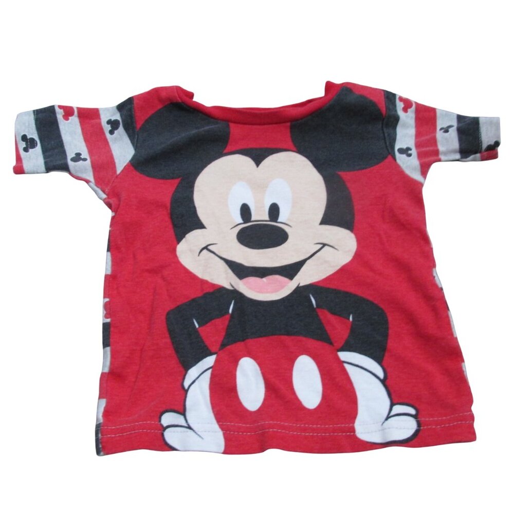 Disney Mickey Mouse Pullover Pajama Shirt Boys Size 24M Red‎ Black Short Sleeve